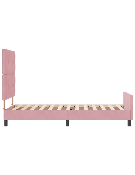 Letto a molle con testiera Rosa 90 x 190 cm Velluto