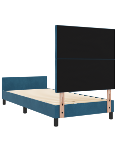 Letto a molle con testiera Blu Scuro 90 x 190 cm Velluto 2