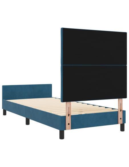 Letto a molle con testiera Blu Scuro 90 x 190 cm Velluto