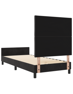 Letto a molle con testiera Nero 90 x 200 cm Velluto 2
