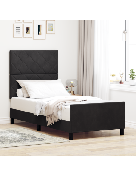 Letto Nero 90x200 cm Velluto