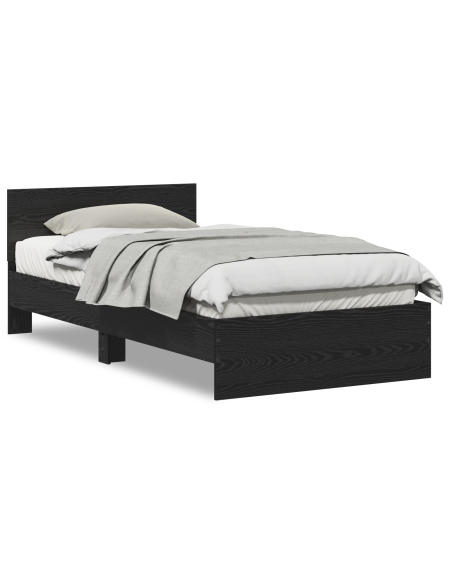 Struttura letto con testata Rovere Nero 100 x 200 cm
