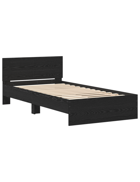 Struttura letto con testata Rovere Nero 100 x 200 cm