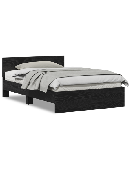 Struttura letto con testata Rovere Nero 120 x 190 cm Legno