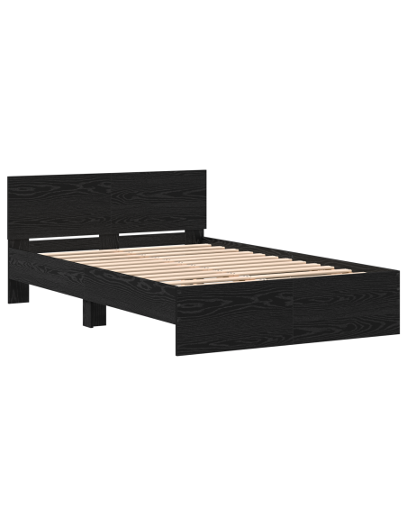 Struttura letto con testata Rovere Nero 120 x 190 cm Legno