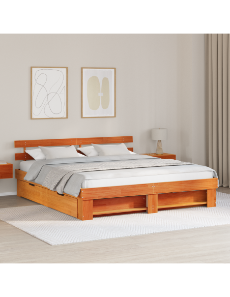 Struttura del letto Cera marrone 180 x 200 cm Legno Massello