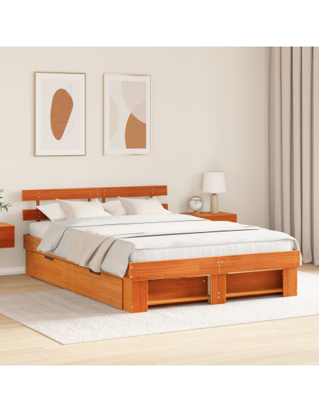 Struttura del letto Cera marrone 150 x 200 cm Legno Massello