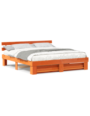 Struttura del letto Marrone 200 x 200 cm Pino massello