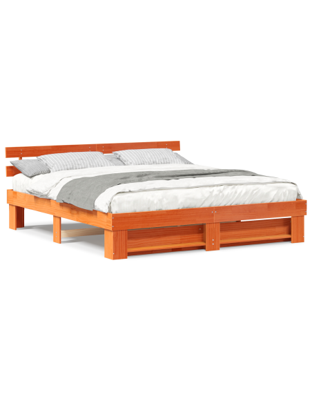 Struttura del letto Marrone 200 x 200 cm Pino massello