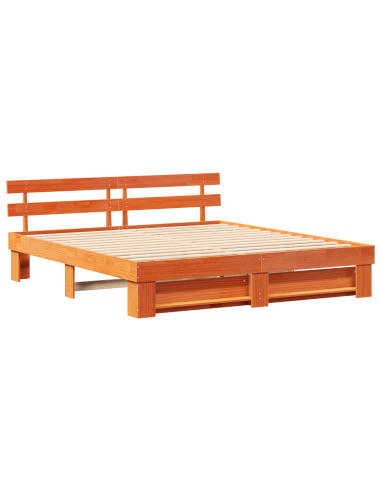 Struttura del letto Marrone 200 x 200 cm Pino massello