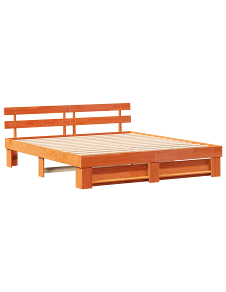 Struttura del letto Marrone 200 x 200 cm Pino massello