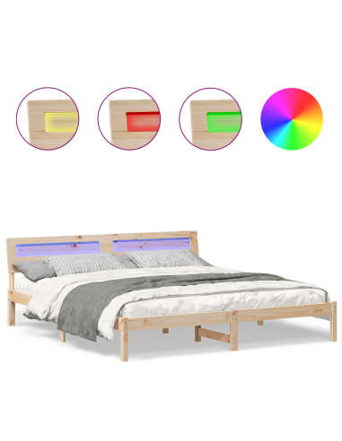 Struttura del letto Marrone 200 x 200 cm Pino massello