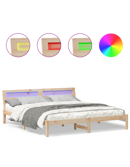 Struttura del letto Marrone 200 x 200 cm Pino massello