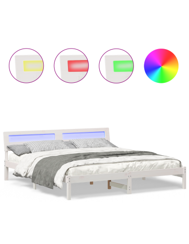 Struttura del letto Bianco 200 x 200 cm Pino massello