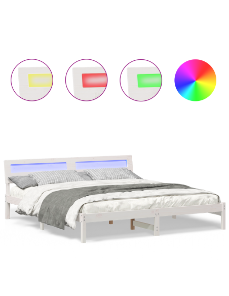 Struttura del letto Bianco 200 x 200 cm Pino massello