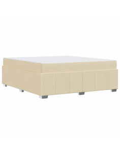 Struttura del letto con materasso Crema 180 x 200 cm Tessuto 2