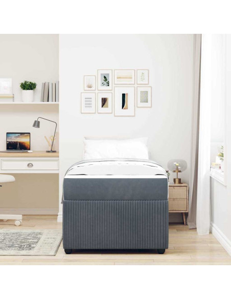 Struttura letto con materasso Grigio scuro 80 x 200 cm Velluto