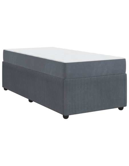 Struttura letto con materasso Grigio scuro 80 x 200 cm Velluto