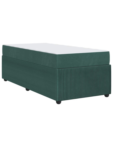 Struttura letto con materasso Verde scuro 80 x 200 cm Velluto