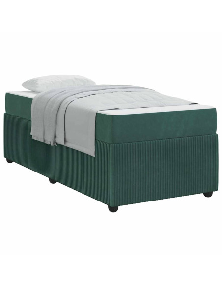 Struttura letto con materasso Verde scuro 80 x 200 cm Velluto