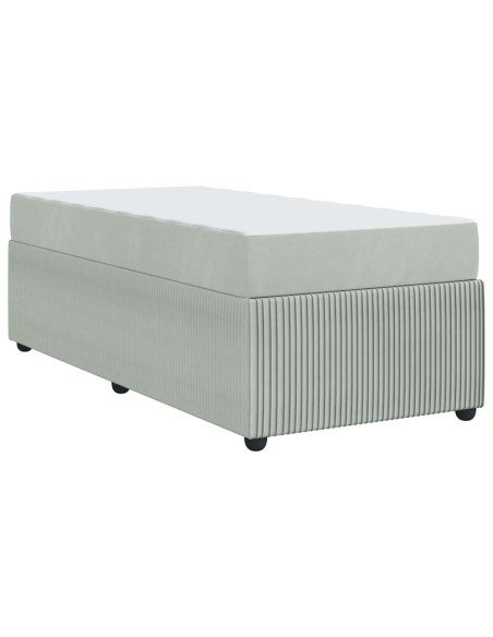 Struttura letto con materasso Grigio chiaro 90 x 190 cm Velluto