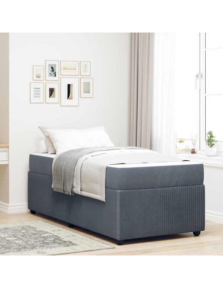 Struttura letto con materasso Grigio scuro 90 x 190 cm Velluto