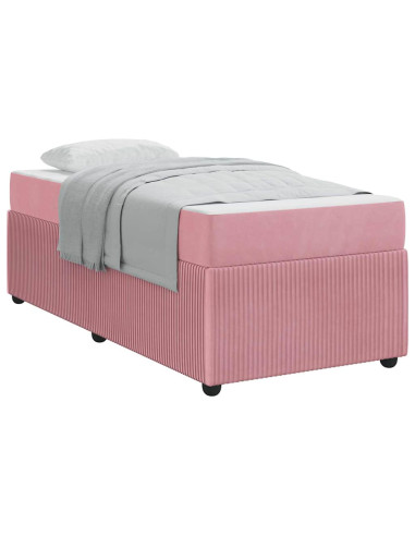 Struttura del letto con materasso Rosa 90 x 200 cm Tessuto