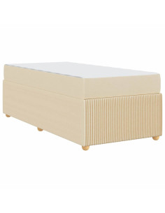 Struttura del letto con materasso Crema 100 x 200 cm Tessuto 2