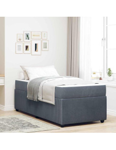 Struttura del letto Grigio scuro 100 x 200 cm Tessuto 2