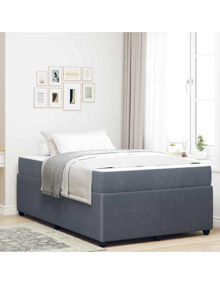 Struttura letto con materasso Grigio scuro 120 x 190 cm Velluto