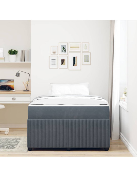 Struttura letto con materasso Grigio scuro 120 x 190 cm Velluto
