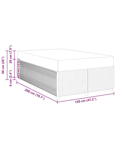 Struttura del letto con materasso Crema 120 x 200 cm Tessuto