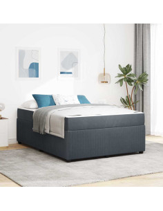 Struttura del letto Grigio scuro 140 x 200 cm Tessuto 2