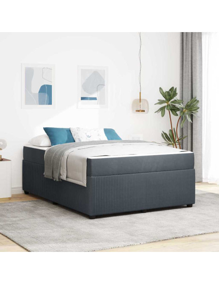 Struttura letto con materasso Grigio scuro 140 x 200 cm Velluto