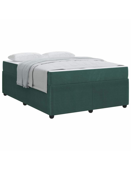 Struttura letto con materasso Verde scuro 140 x 200 cm Velluto