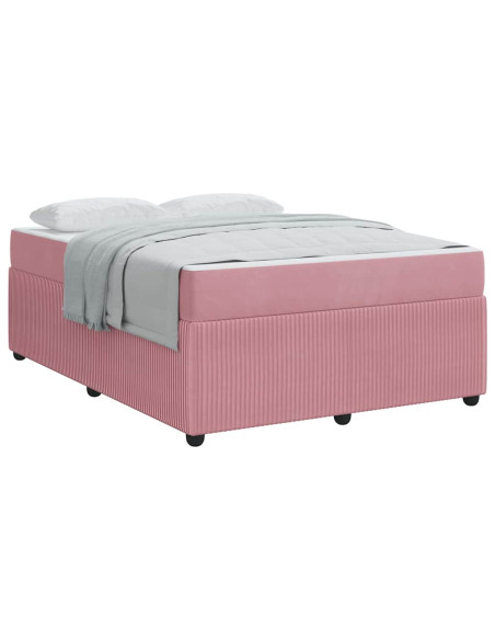 Struttura del letto con materasso Rosa 140 x 200 cm Tessuto