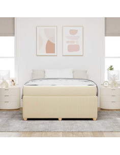 Struttura del letto con materasso Crema 160 x 200 cm Tessuto 2