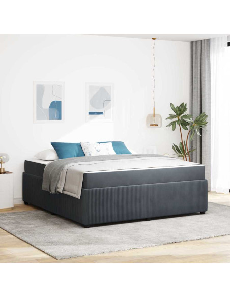 Struttura letto con materasso Grigio scuro 180 x 200 cm Velluto
