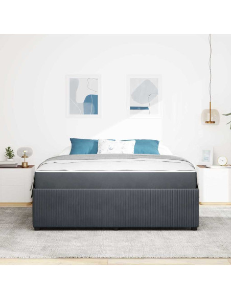 Struttura letto con materasso Grigio scuro 180 x 200 cm Velluto