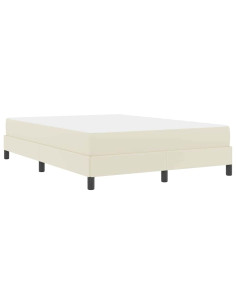 Struttura del letto con materasso Crema 140 x 190 cm Tessuto 2