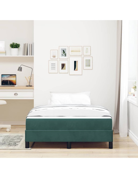 Letto a molle con materasso Verde Scuro 120 x 190 cm Tessuto