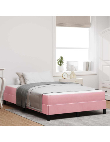 Letto a molle con materasso Rosa 120 x 190 cm Tessuto