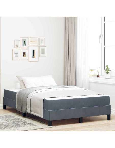 Letto a molle con materasso Grigio scuro 120 x 200 cm Tessuto