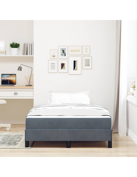 Letto a molle con materasso Grigio scuro 120 x 200 cm Tessuto