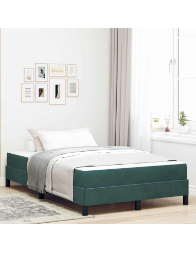 Letto a molle con materasso Verde Scuro 120 x 200 cm Tessuto