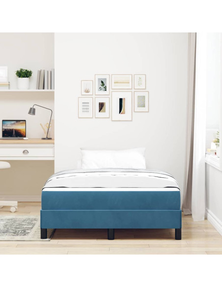 Letto box spring con materasso Blu Scuro 120 x 200 cm Velluto