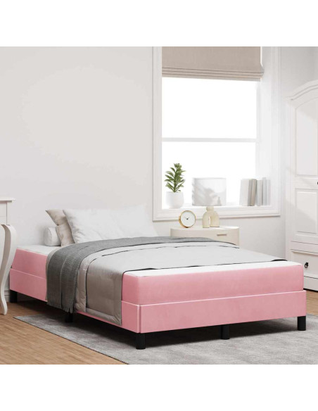 Letto box spring con materasso Rosa 120 x 200 cm Velluto