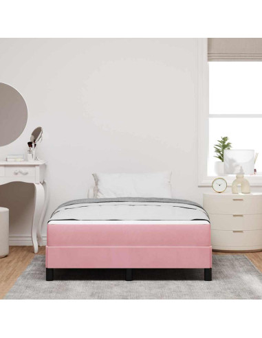Letto a molle con materasso Rosa 120 x 200 cm Tessuto