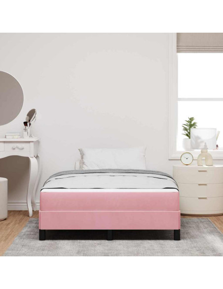 Letto box spring con materasso Rosa 120 x 200 cm Velluto
