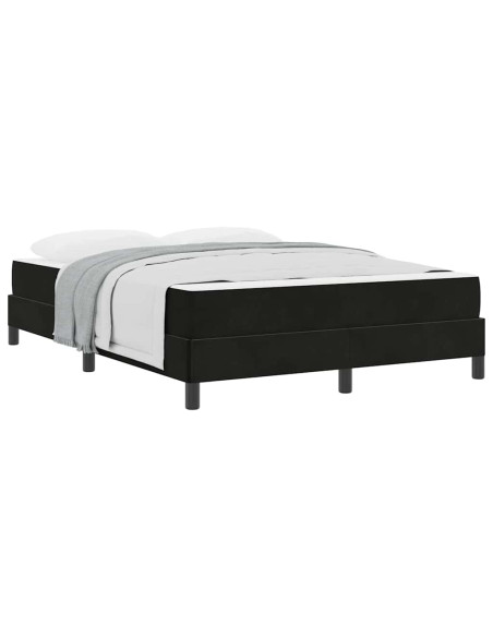 Letto box spring con materasso Nero 140 x 190 cm Velluto